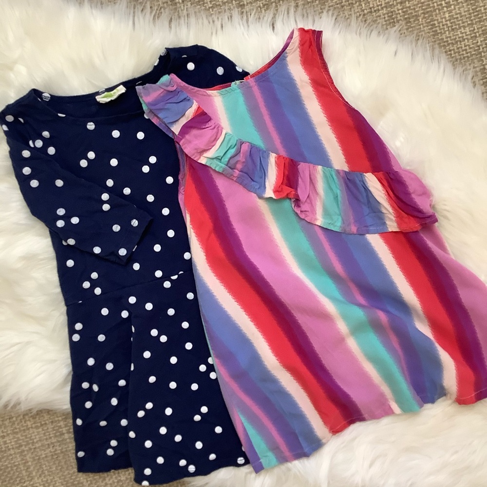 Lot of 2 Dress, striped ruffle tank, polka dot